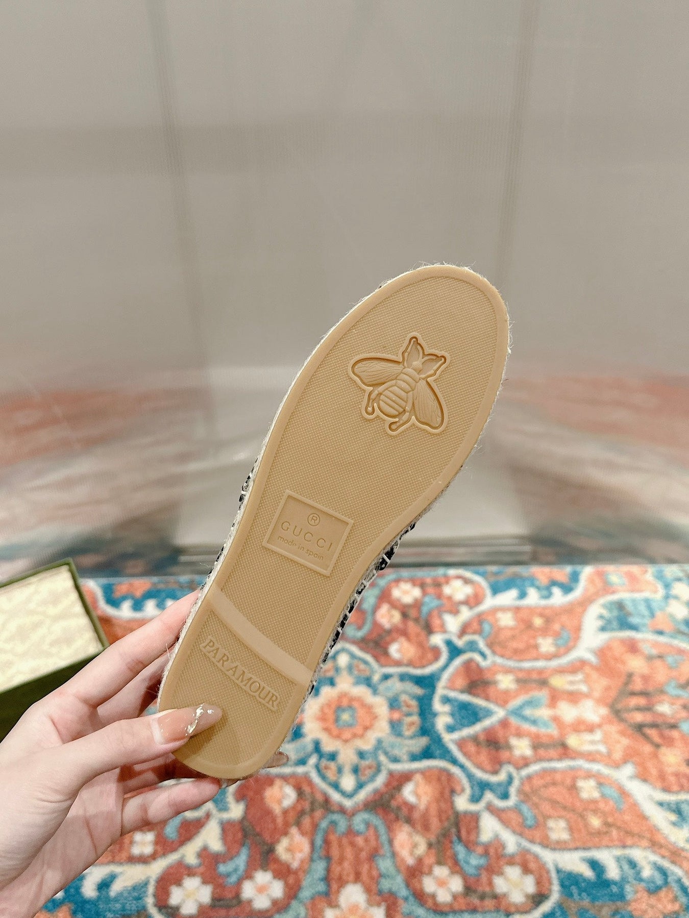 GG ESPADRILLE LOAFER BLACK AND BASIL CANVAS