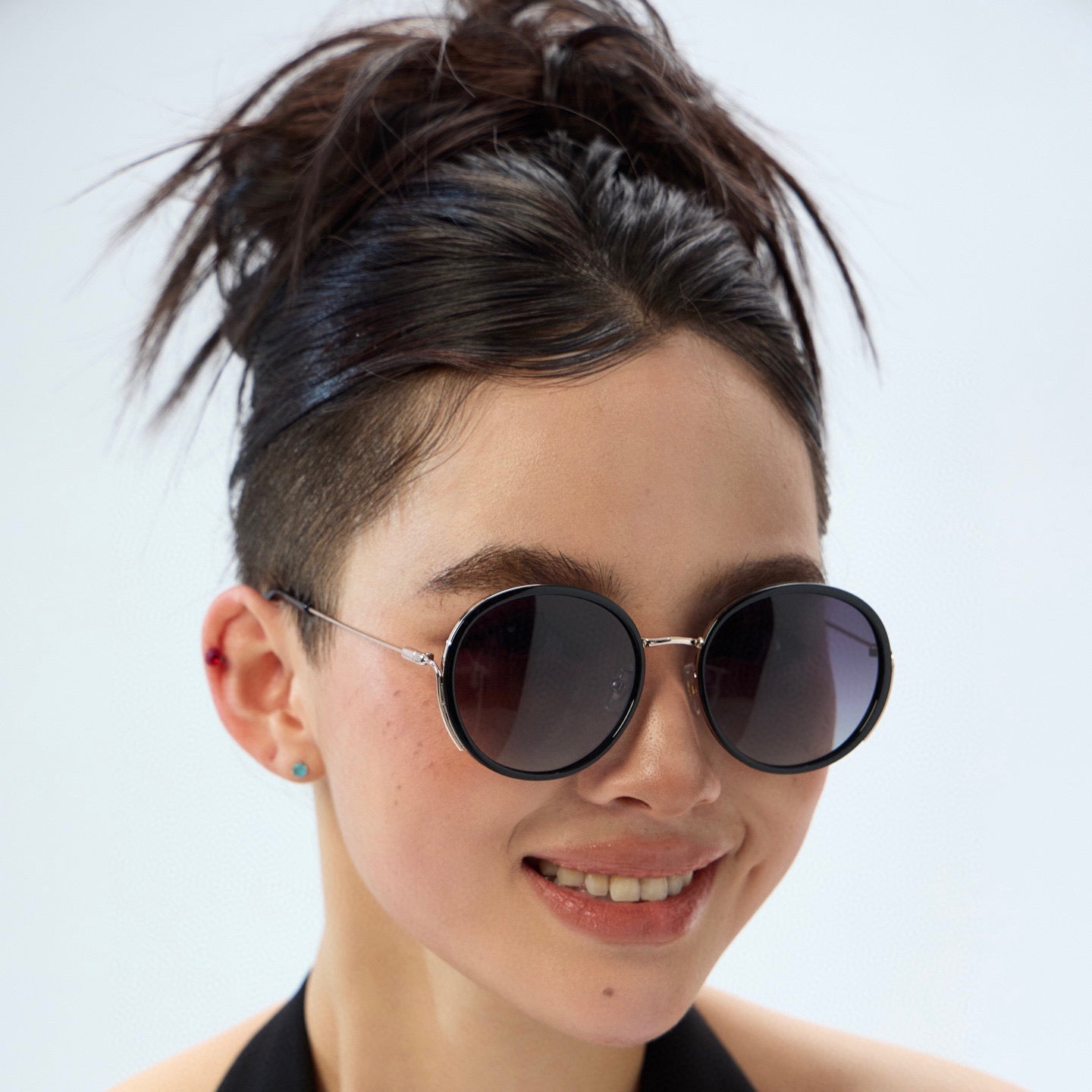 ROUND FRAME SUNGLASSES G0640 IN ACETATE AND METAL
