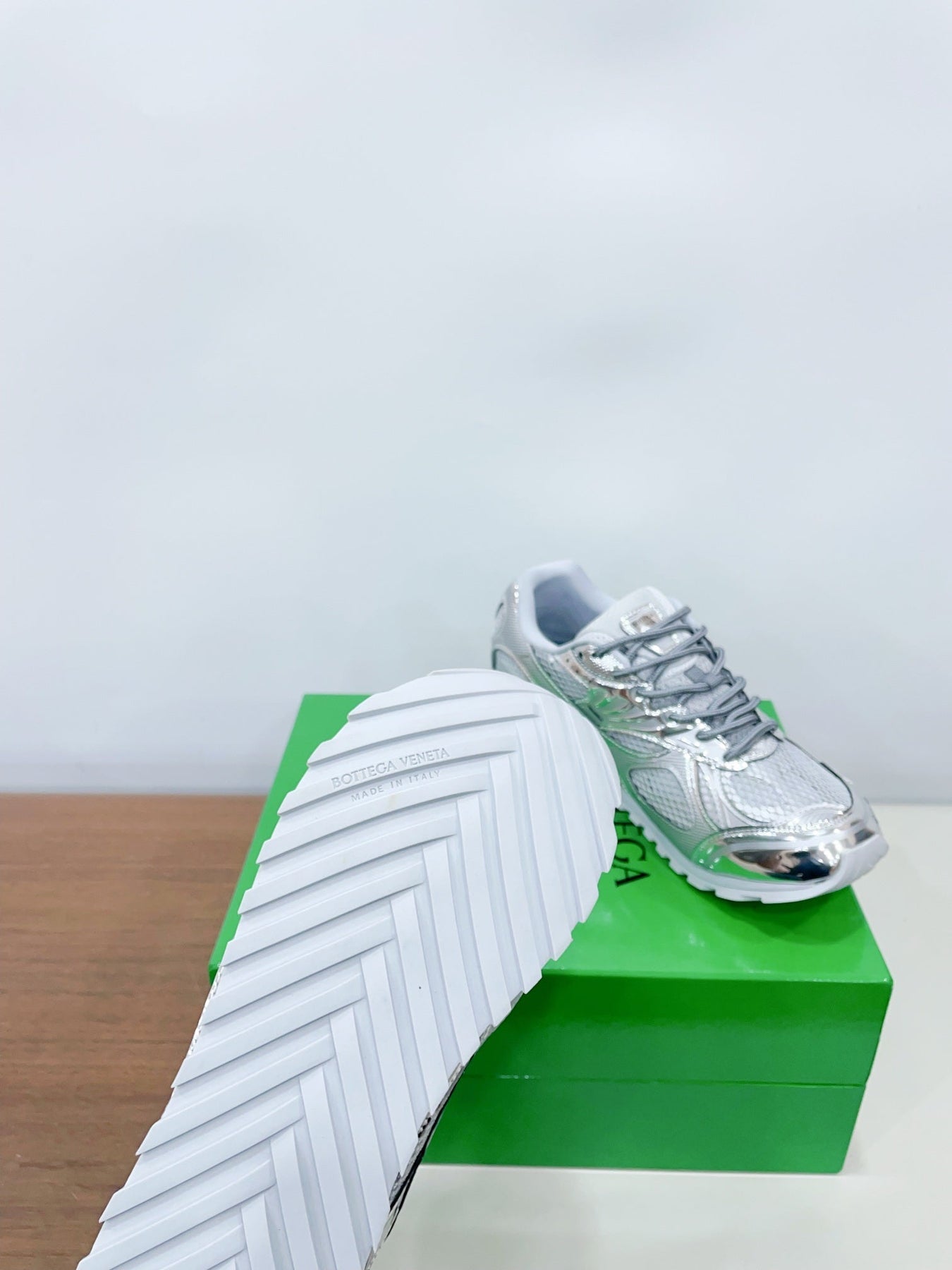 ORBIT SNEAKER IN SILVER TECHNICAL FABRIC AND METALLIC MESH