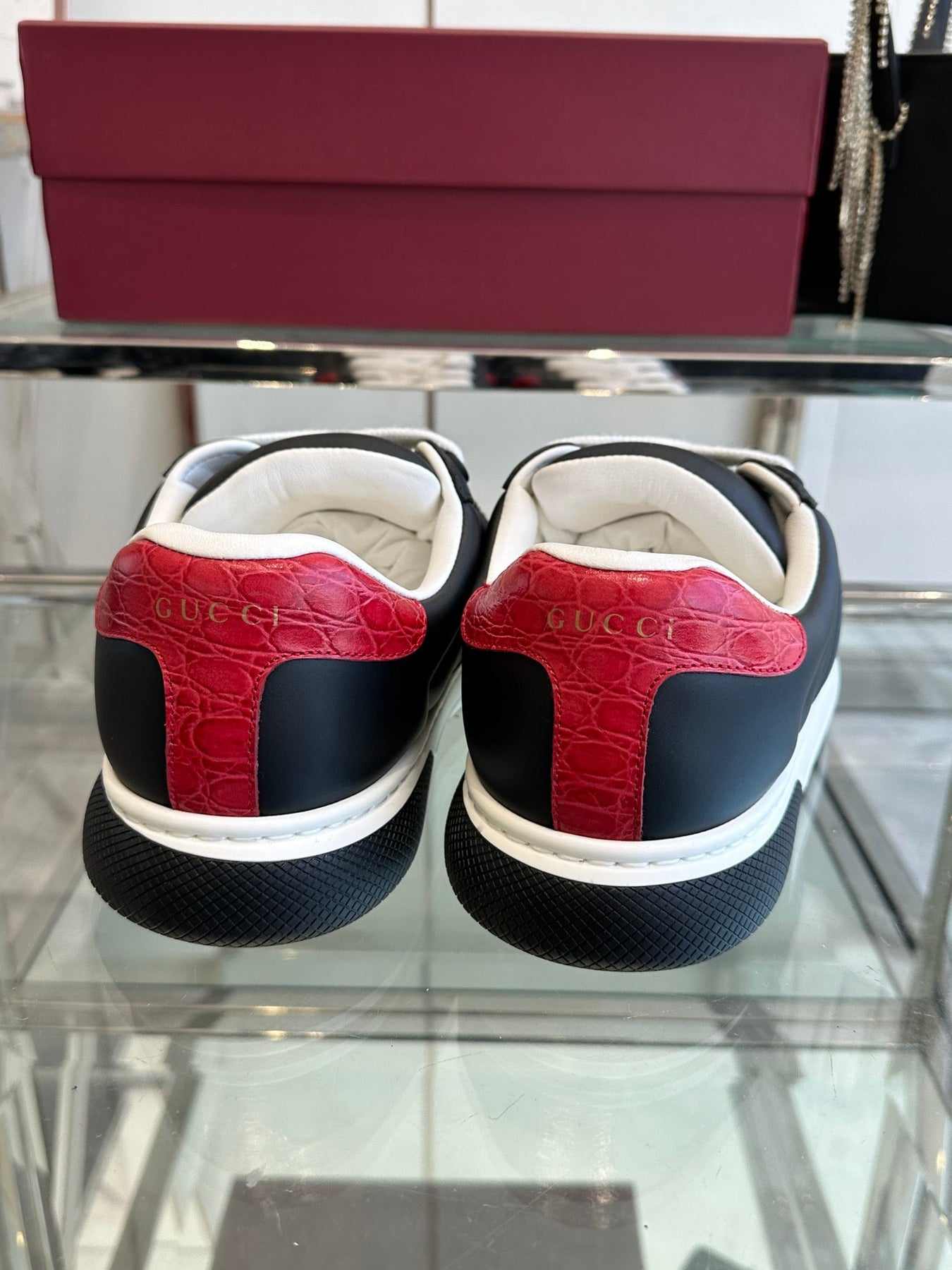 GG ACE SNEAKER IN BLACK SHEEPSKIN