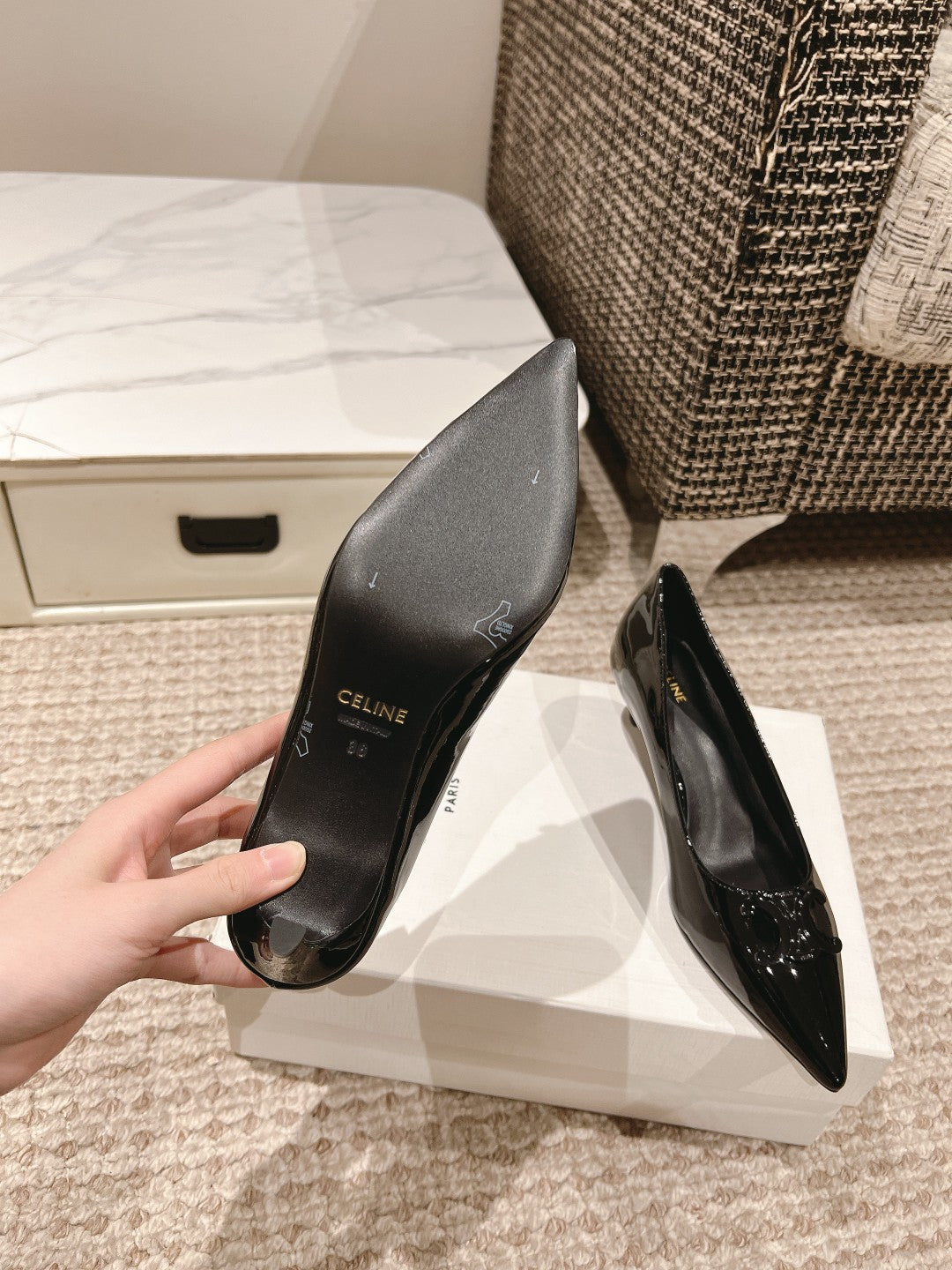 HIGH PUMP 5 CM IN BLACK PATENT CALFSKIN