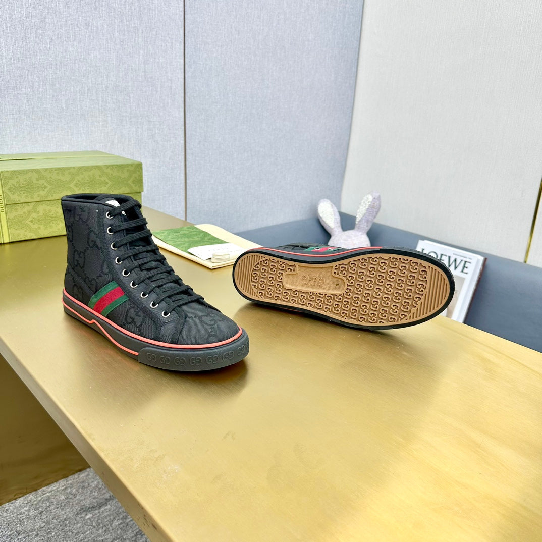 GG TENNIS 1977 HIGH-TOP TRAINER JET BLACK CANVAS