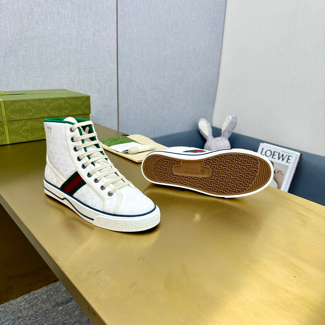 GG TENNIS 1977 HIGH-TOP TRAINER WHITE CANVAS