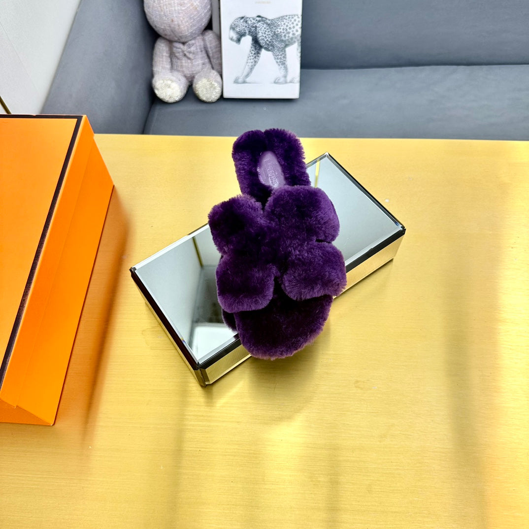 0RAN SHEARLING SANDALS PLUM PURPLE