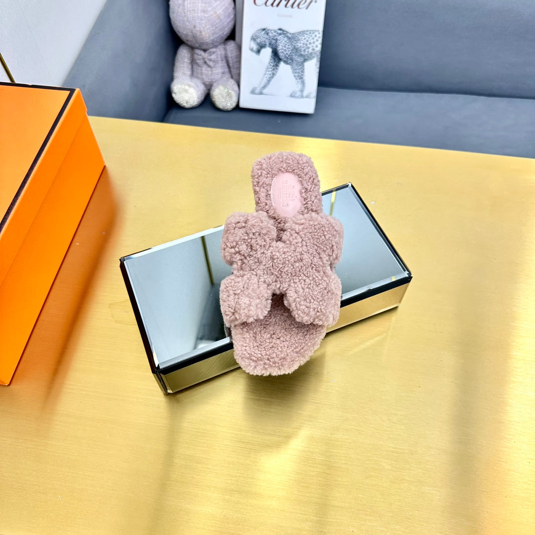 0RAN SHEARLING SANDALS DUSTY PINK