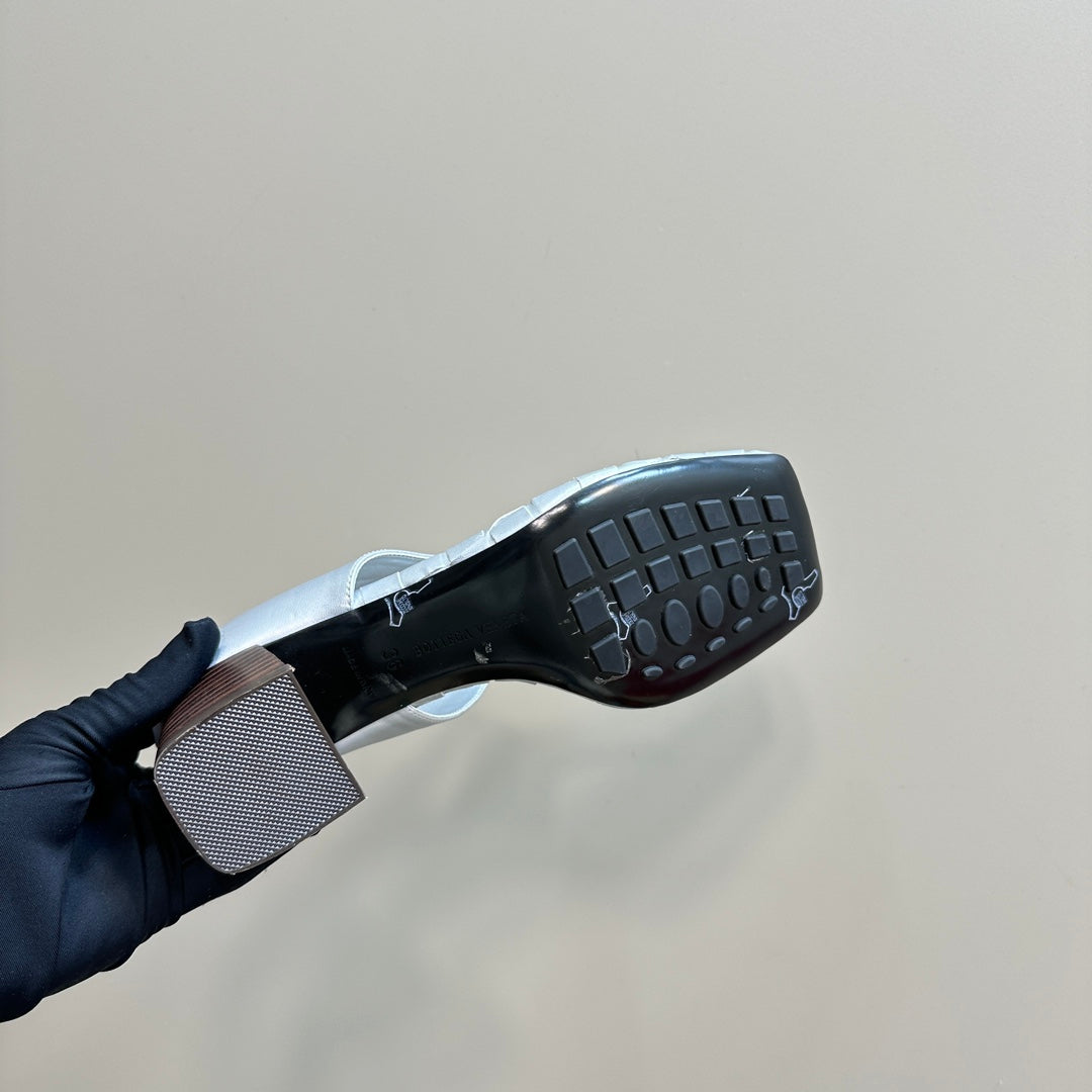 MARELLA THONG IN SILVER LEATHER WITH SIGNATURE INTRECCIATO INSOLE 55 MM