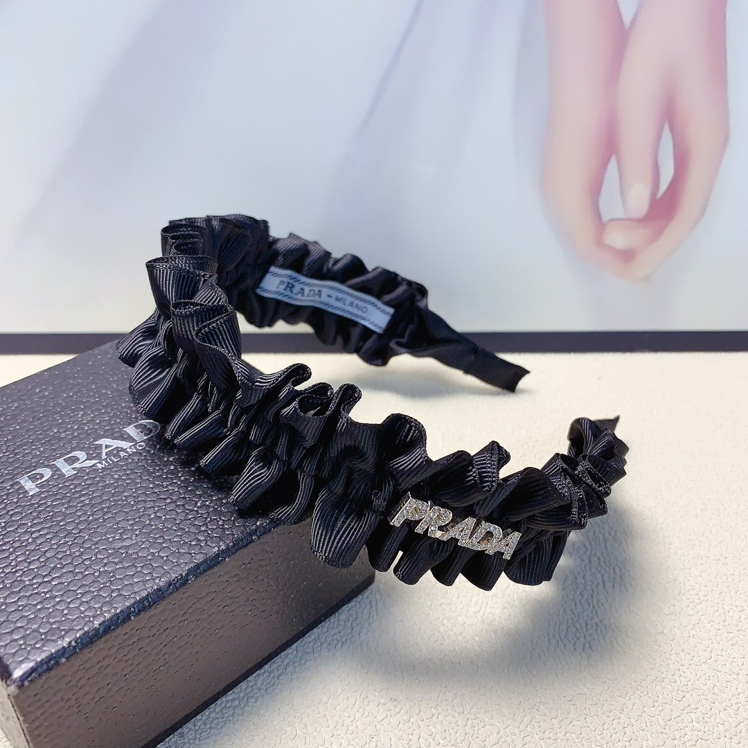 HAIRBAND IN BLACK WRINKLED FABRIC 166995