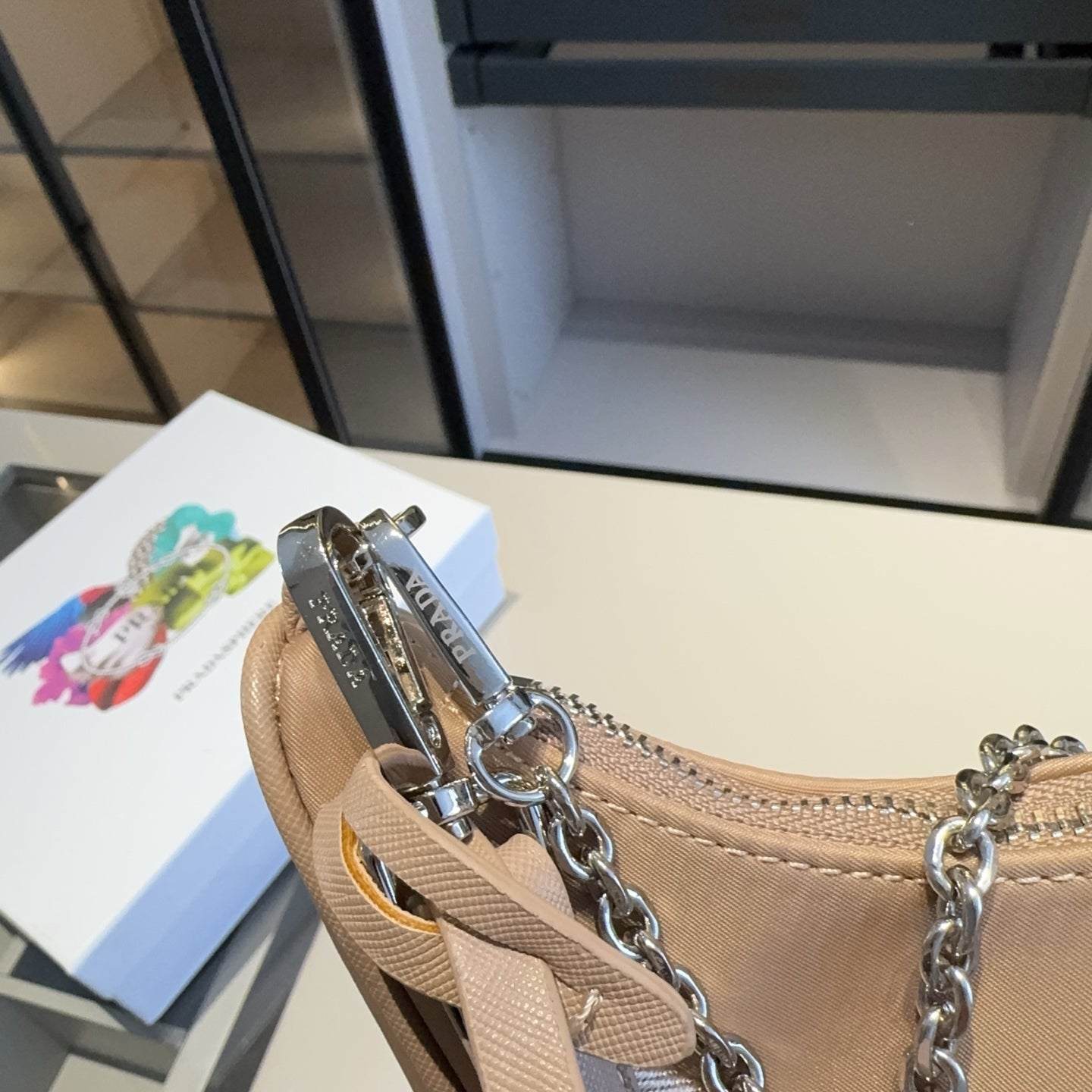 HOBO RE-EDITION MINI BAG 22 IN TAN BROWN RE-NYLON SILVER HARDWARE