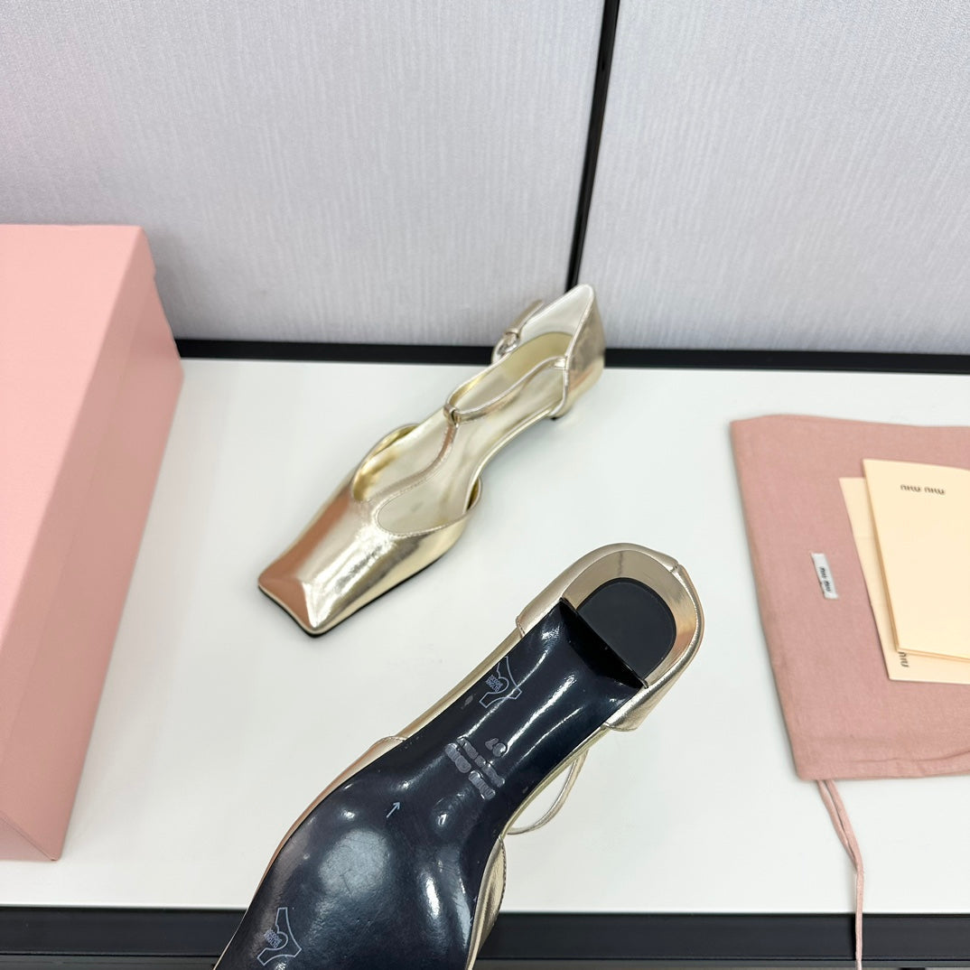 BALLET SANDAL METALLIC GOLD LAMBSKIN WITH T-STRAP