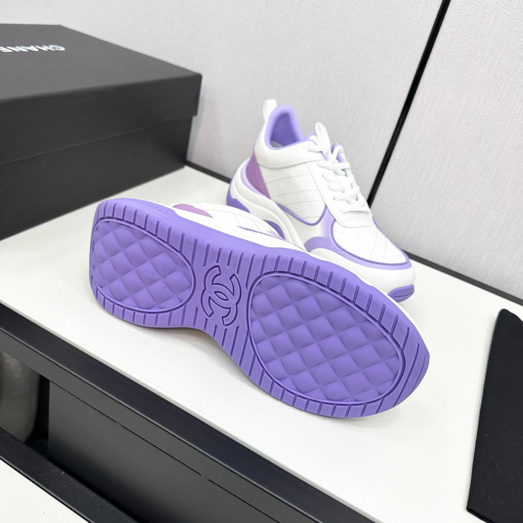 CC SNEAKER IN WHITE MIX IRIS PURPLE EMBROIDERED LAMBSKIN