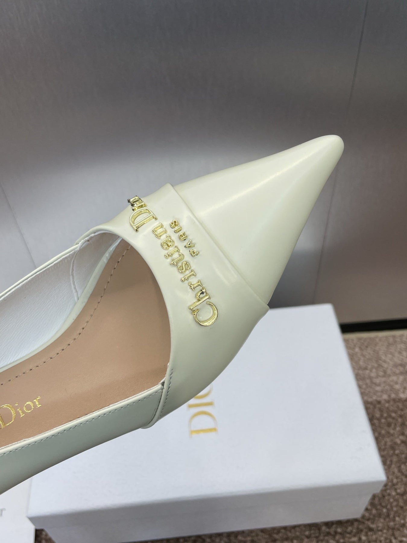 MY DD 25S HIGH HEEL 55MM IN WHITE CALFSKIN GOLD LOGO