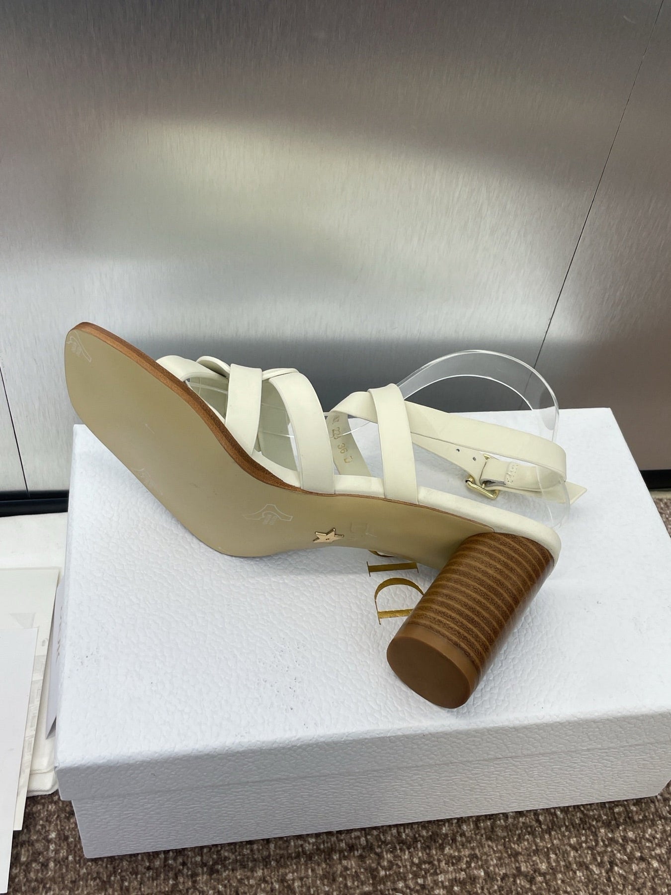 D-CLUB HIGH HEEL SLIDE 25S 80MM IN WHITE CALFSKIN
