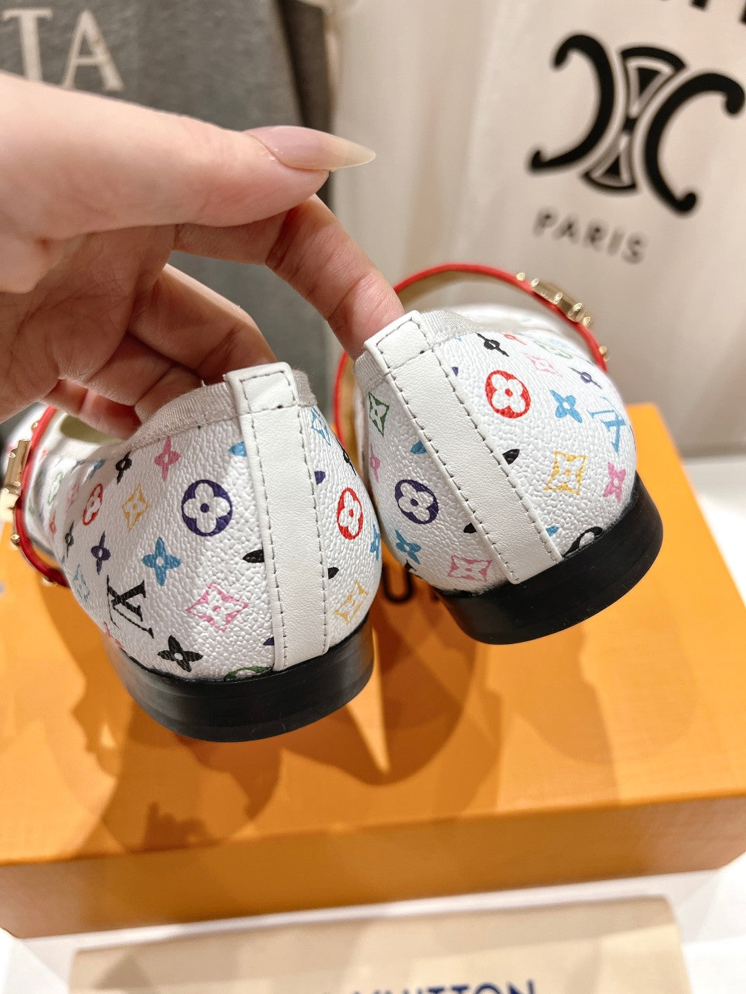 MARY JANE FLAT IN WHITE MONOGRAM CALFSKIN