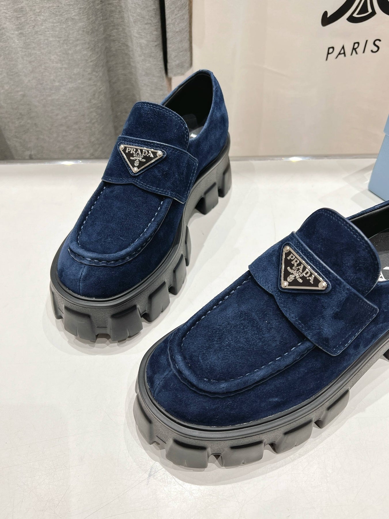 MONOLITH LOAFERS IN NAVY BLUE SUEDE