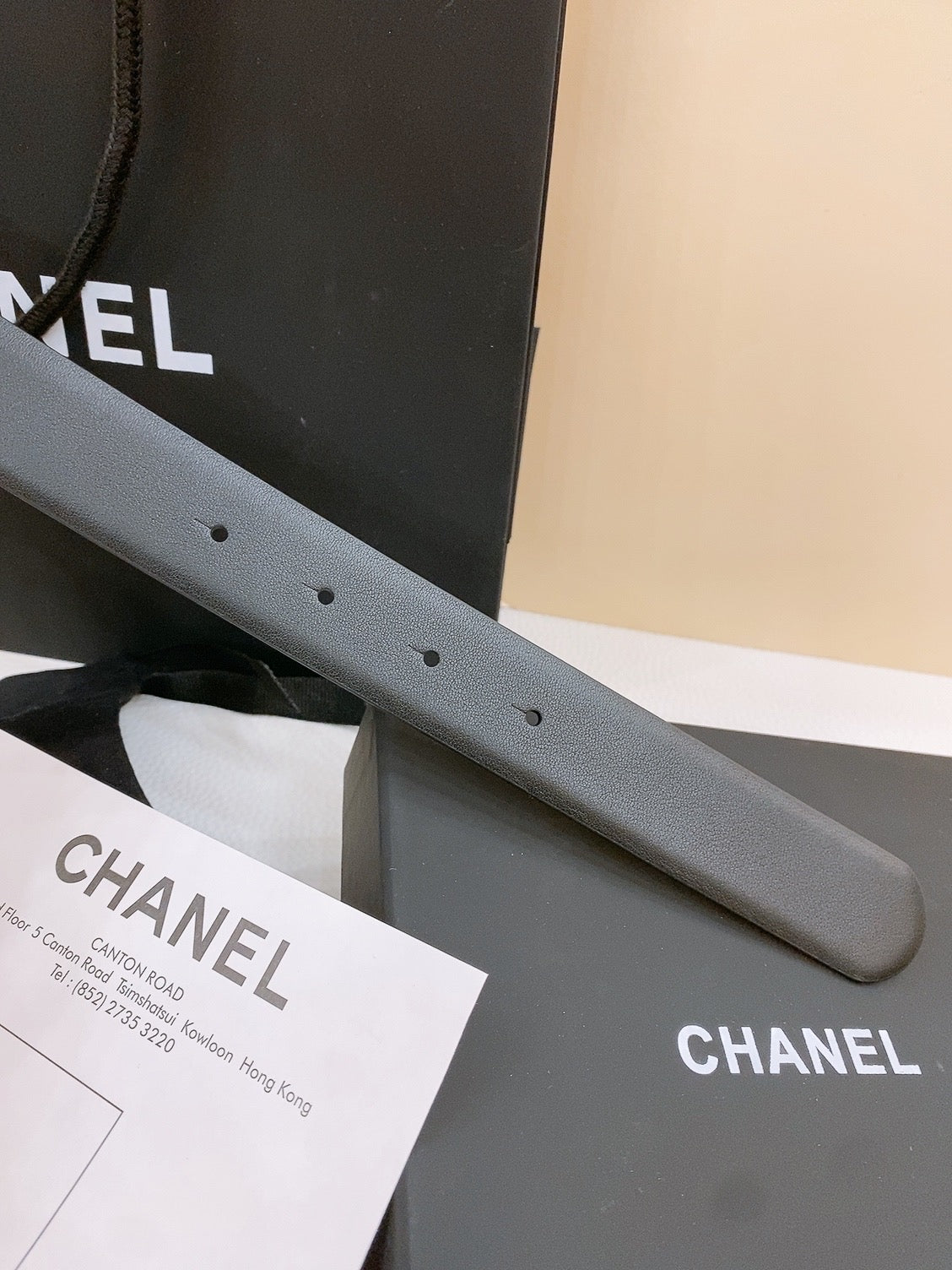 DOUBLE C BELT 30MM IN BLACK CALFSKIN SILVER BUCKLE EMBOSSED WHITE LOGO