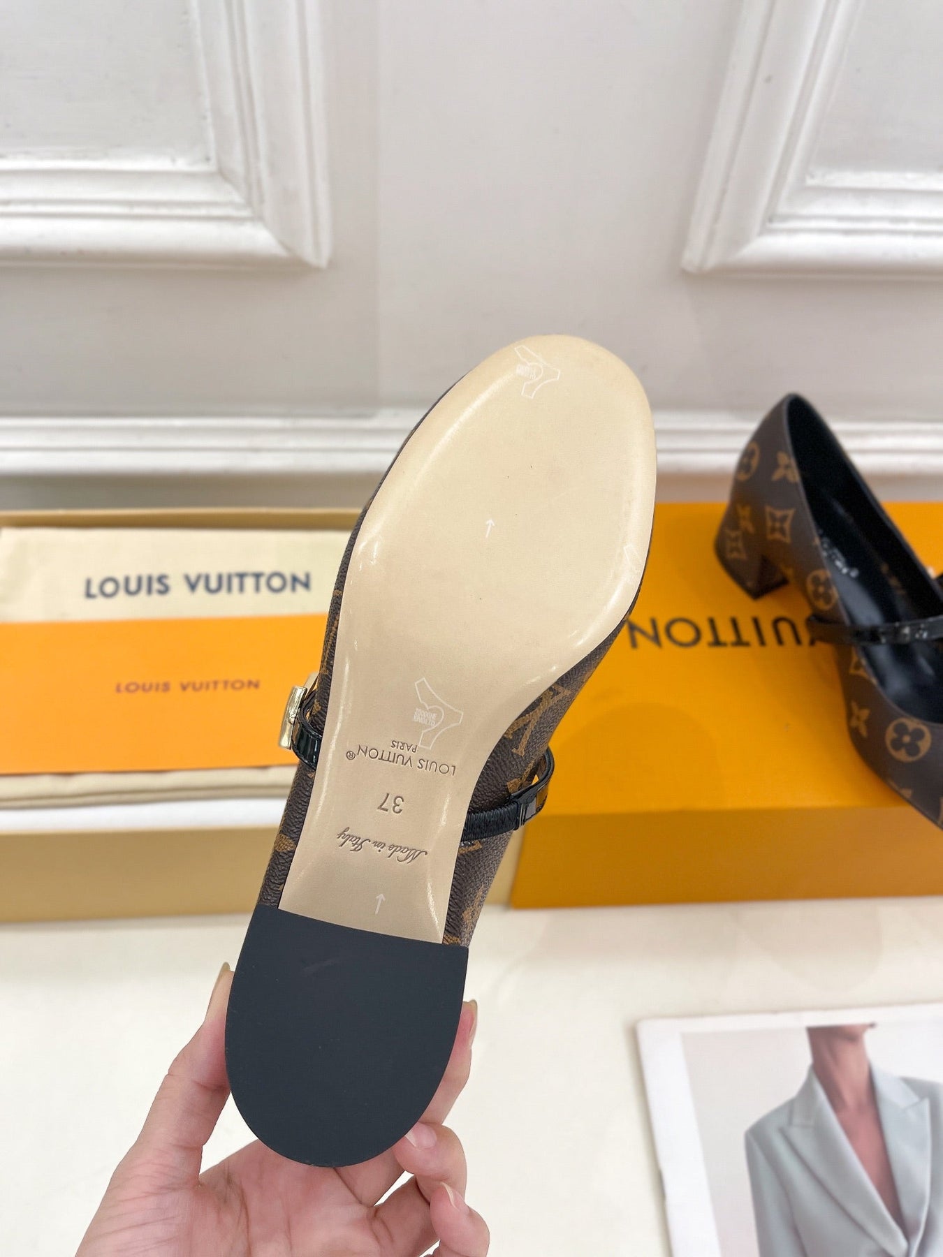 LV WOMEN ROMY HIGH BALLERINA IN CHOCOLATE BROWN MONOGRAM LAMBSKIN