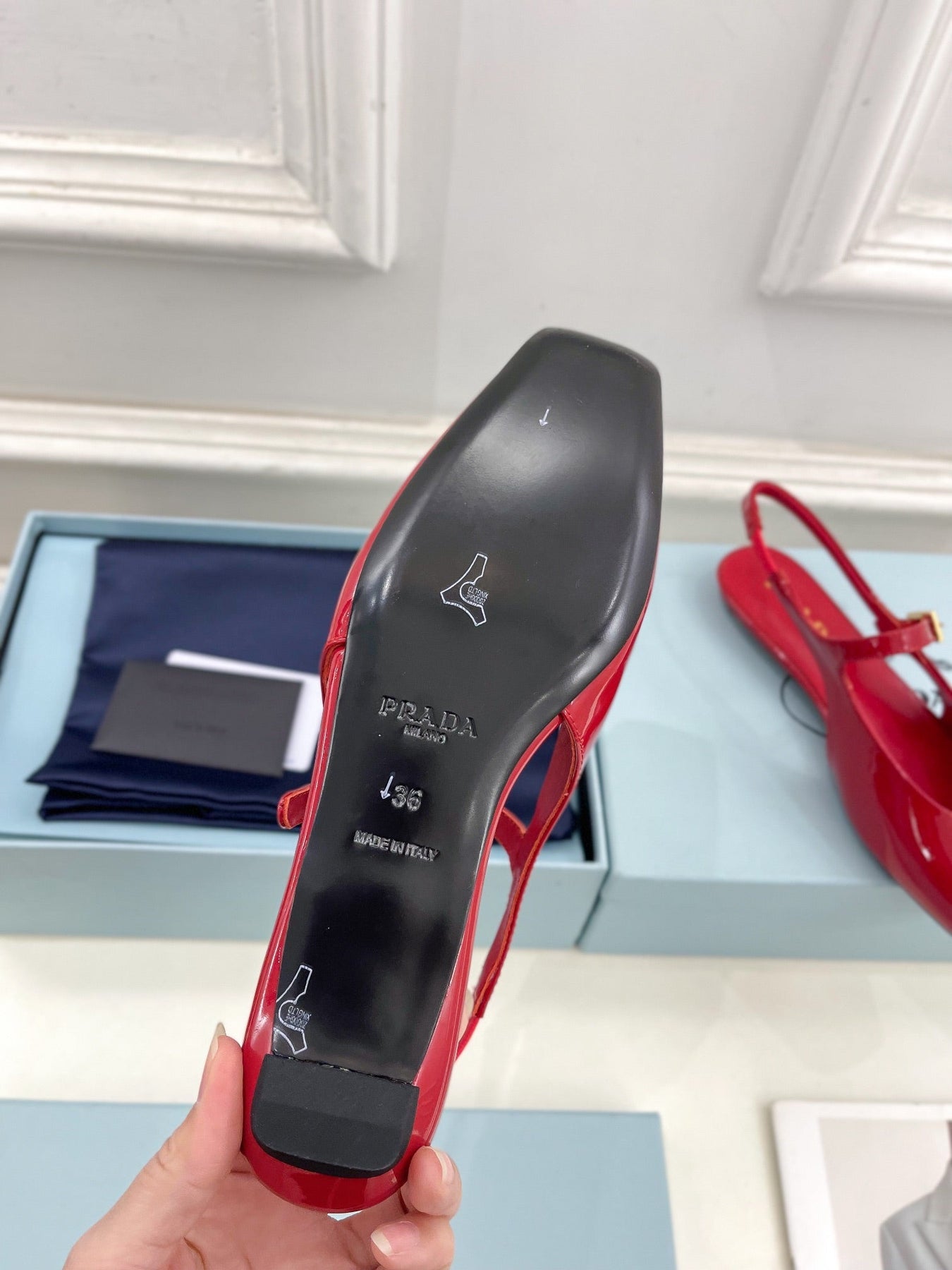 MARY JANE SLINGBACK SQUARE TOE IN CRIMSON RED PATENT SHEEPSKIN