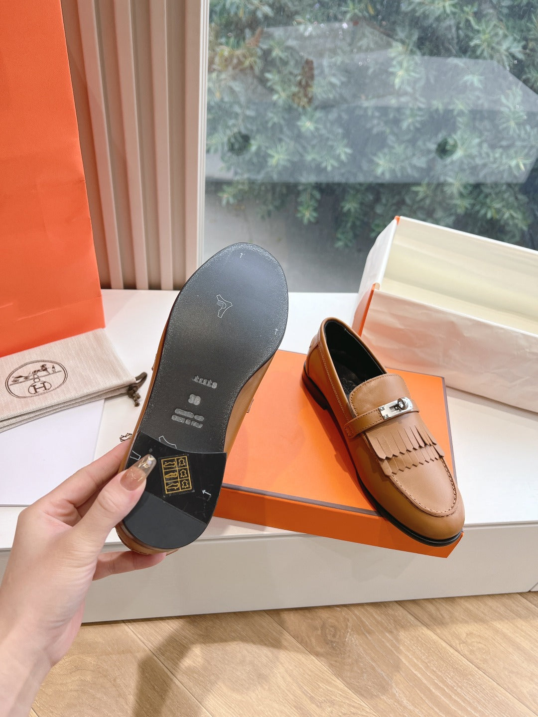 Destin Loafer Brown Goatskin with Fringe Detail