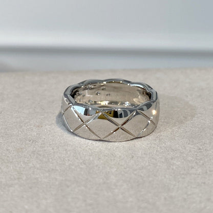 CRUSH RING 6.8MM SILVER DIAMONDS QUILTED