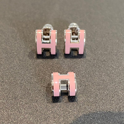 MINI POP H SILVER EARRINGS PINK