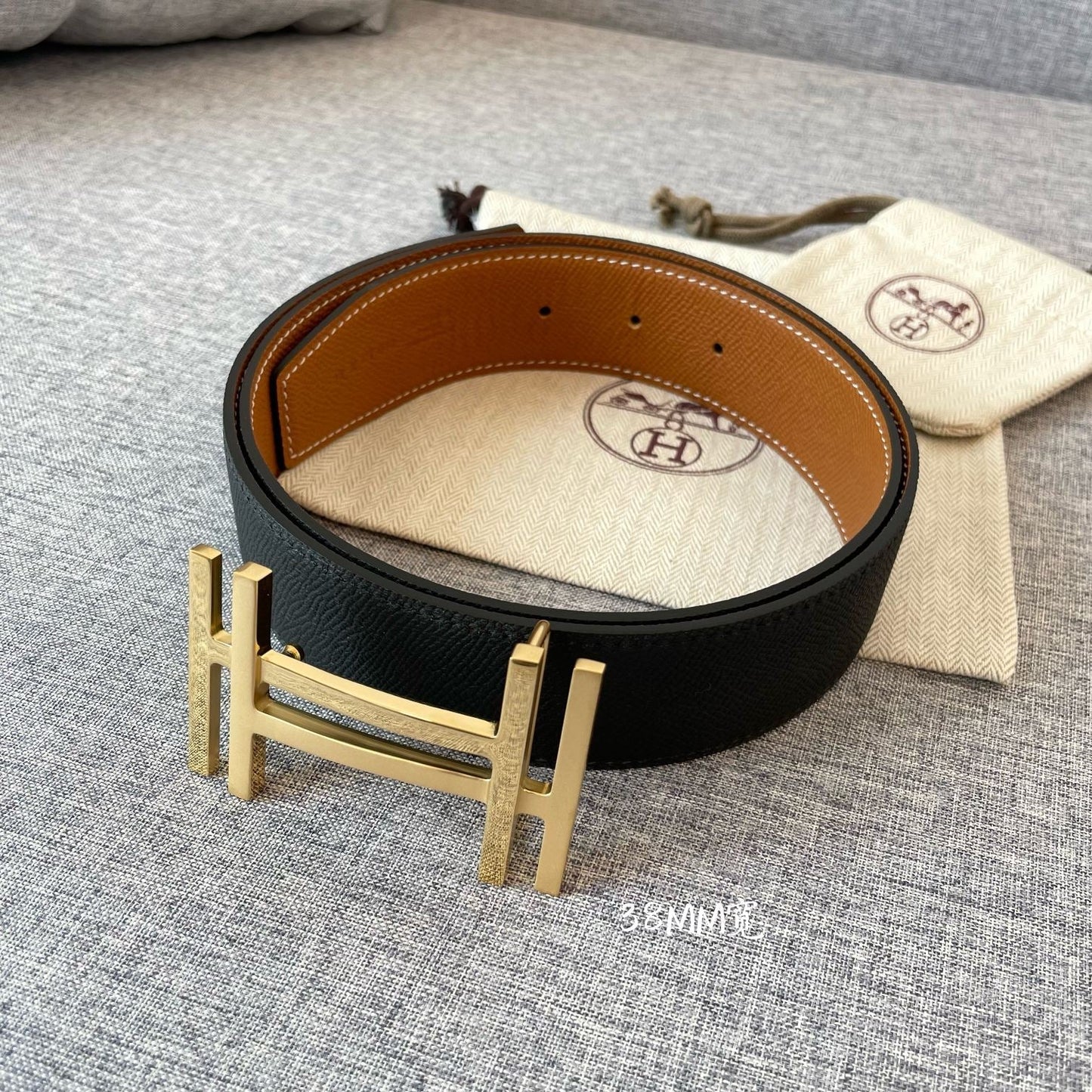 DOUBLE H 38MM BLACK BROWN LEATHER