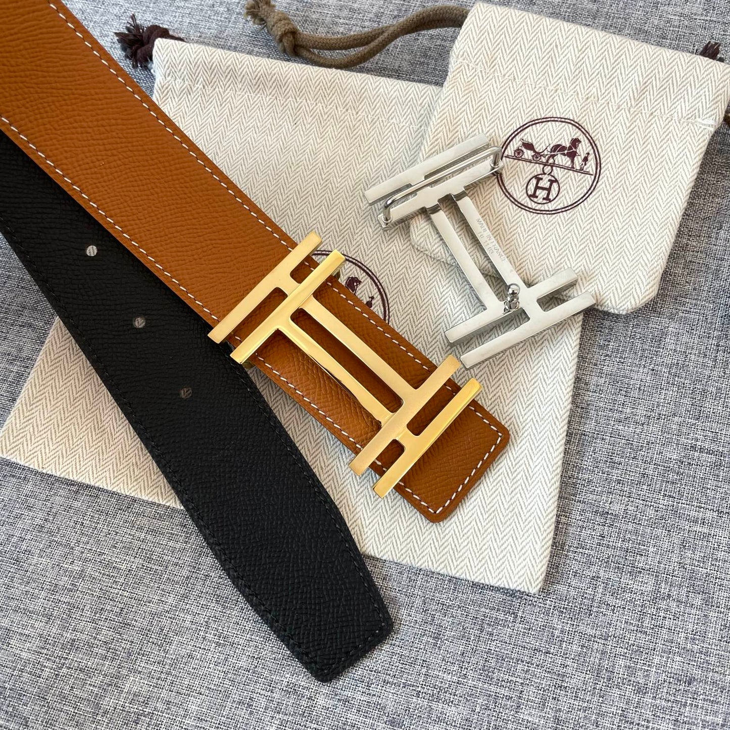 DOUBLE H 38MM BLACK BROWN LEATHER