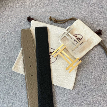 DOUBLE H 38MM BLACK GREY LEATHER