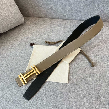 DOUBLE H 38MM BLACK GREY LEATHER