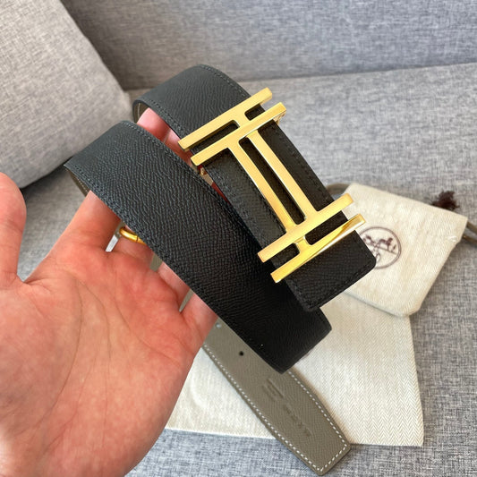 DOUBLE H 38MM BLACK GREY LEATHER