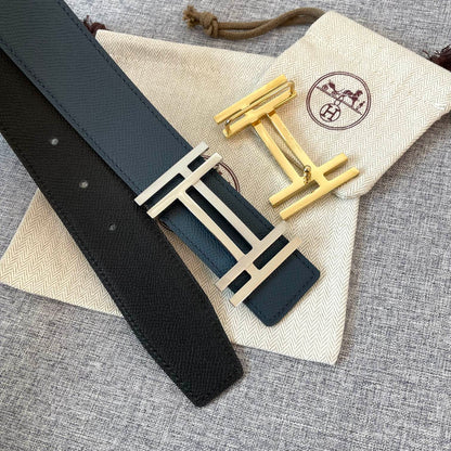 DOUBLE H 38MM BLACK BLUE LEATHER