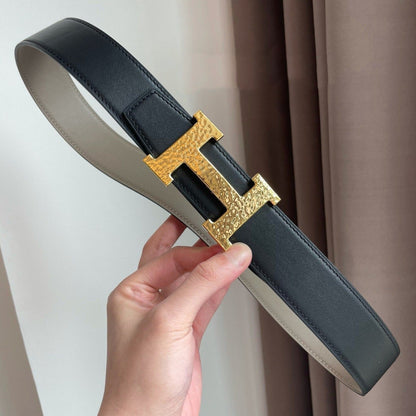 H MARTELEE BELT 38MM BLACK GREY LEATHER