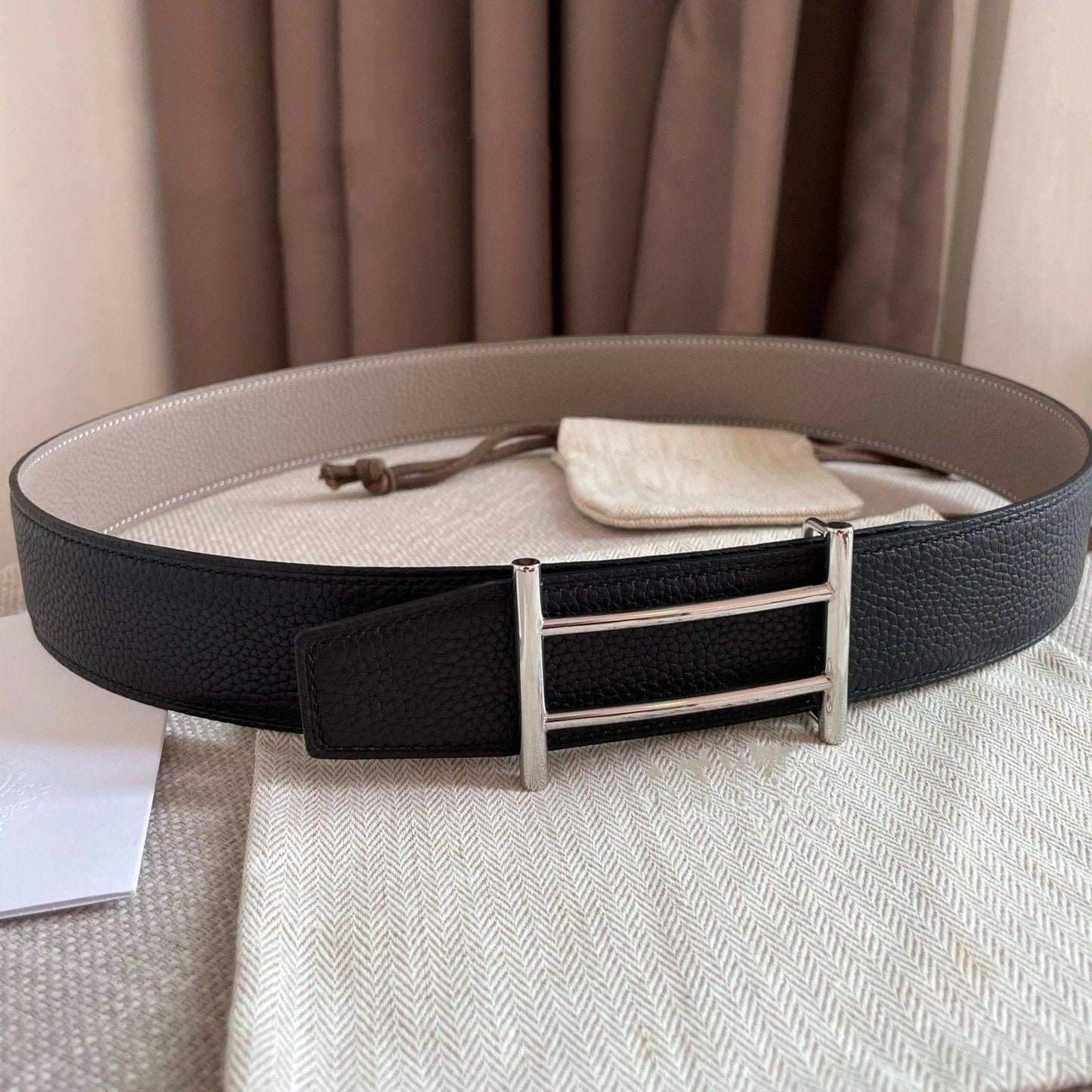 H FACE SILVER RIVERSIBLE SKIN TWO SIDES GREY BLACK 3.8CM