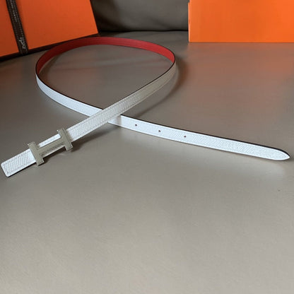 FOCUS BELT SILVER BUCKLE RED AND WHITE REVERSIBLE LEATHER 1.3CM