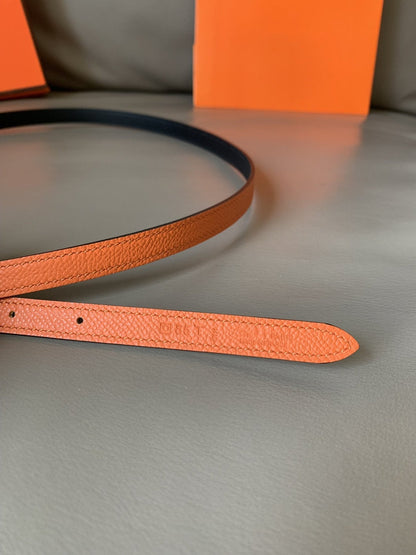 FOCUS BELT GOLD BUCKLE ORANGE AND BLACK REVERSIBLE LEATHER 1.3CM.