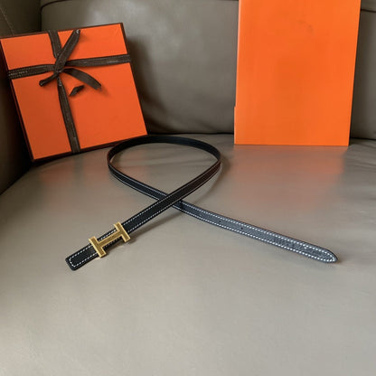 FOCUS BELT GOLD BUCKLE BLACK REVERSIBLE LEATHER 1.3CM