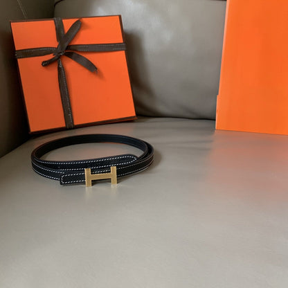 FOCUS BELT GOLD BUCKLE BLACK REVERSIBLE LEATHER 1.3CM