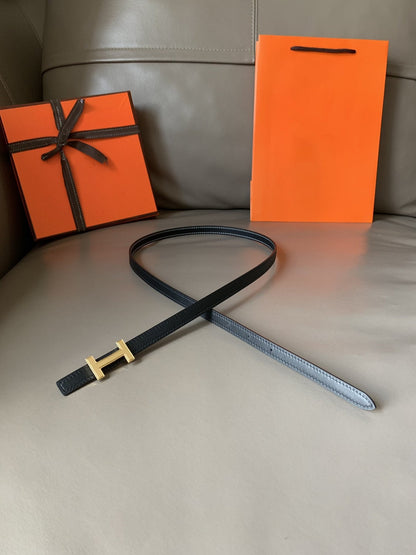 FOCUS BELT GOLD BUCKLE BLACK REVERSIBLE LEATHER 1.3CM