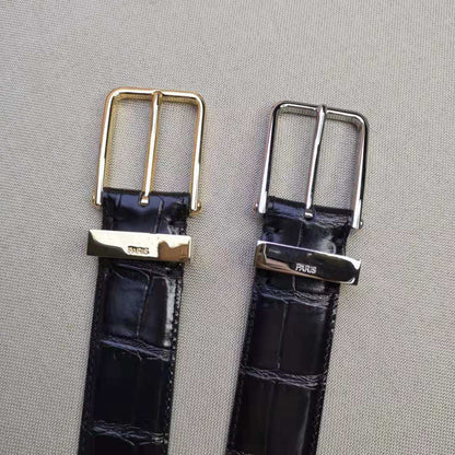 LV CROCODILE EMBOSSED BUCKLE BELT LEATHER 35MM