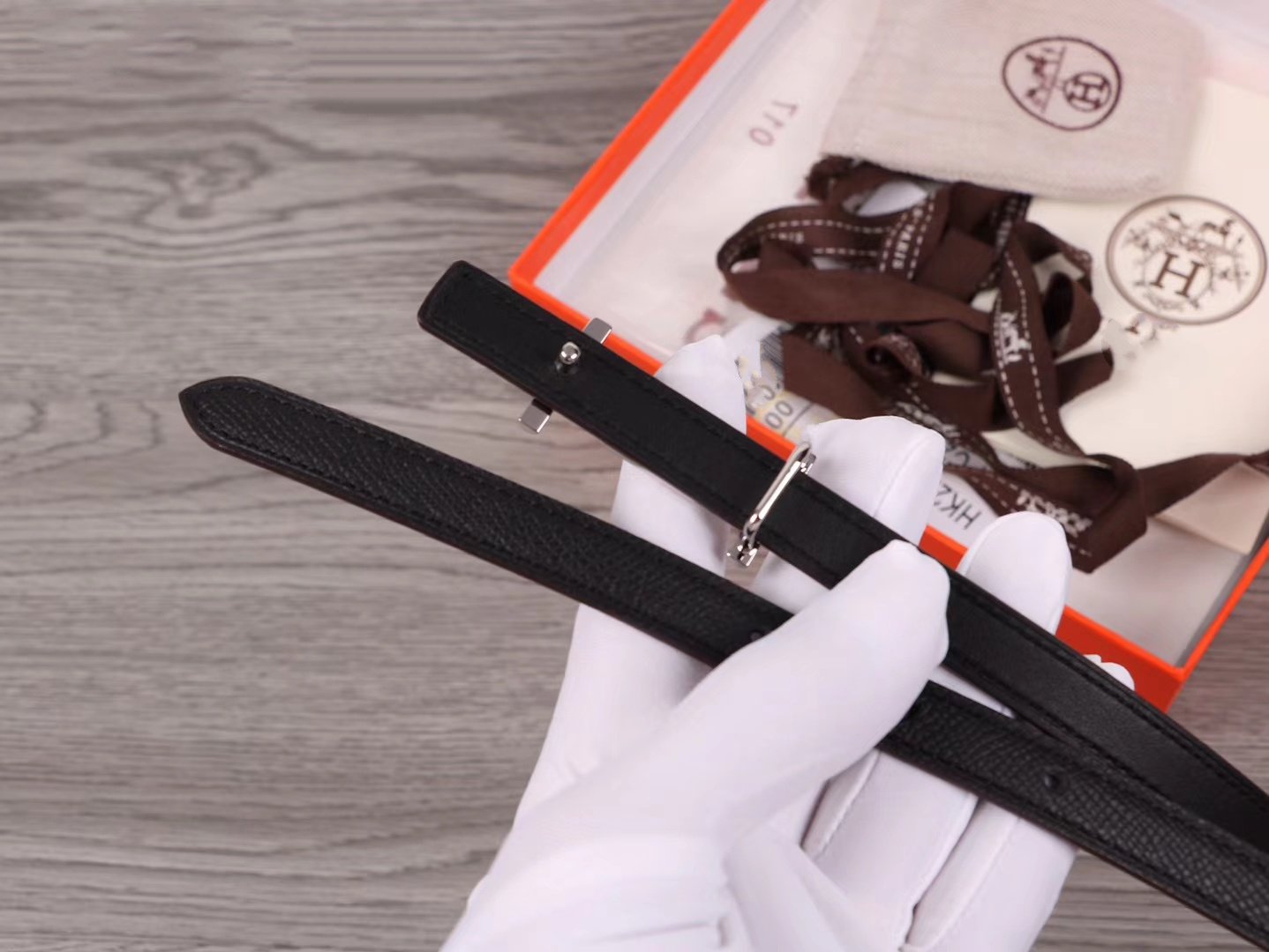 H WOMEN'S BELT 13MM SILVER BUCKLE BLACK LEATHER