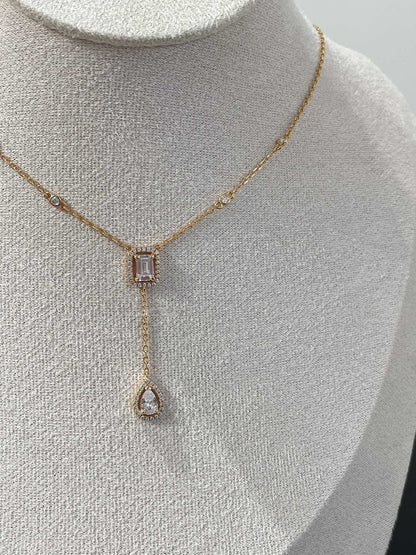 MY TWIN DIAMOND PINK GOLD TIE NECKLACE