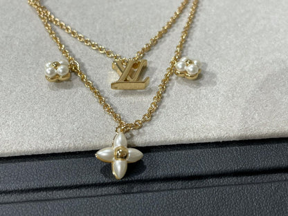 LV FLOWERGRAM PINK GOLD MOP DOUBLE ROW NECKLACE