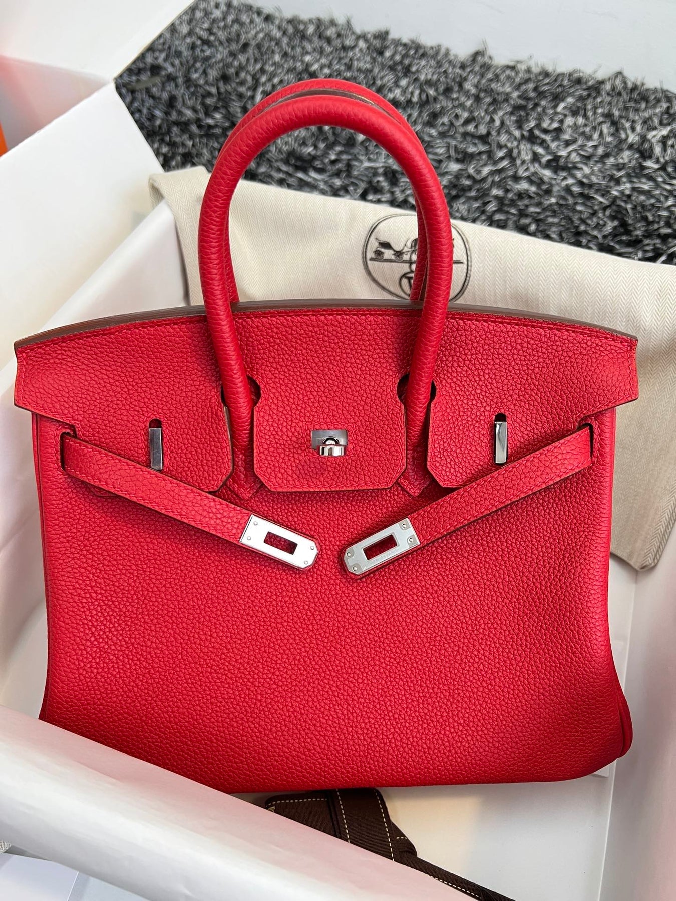 HM BIRKIN 25CM RED TOGO LEATHER SILVER HARDWARE
