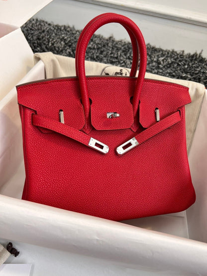 HM BIRKIN 25CM RED TOGO LEATHER SILVER HARDWARE