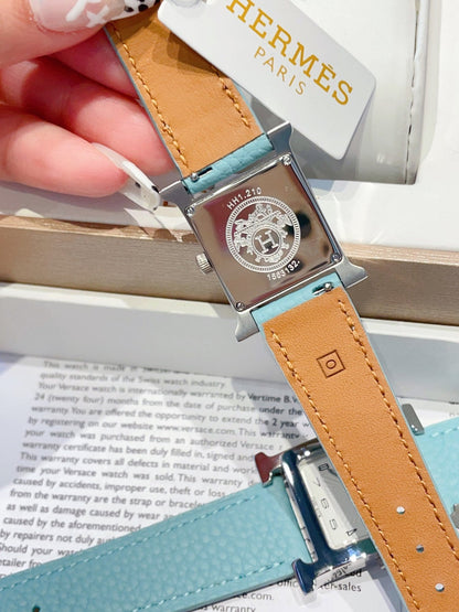 HM HEURE H 26 SILVER WHITE DIAL EPSOM LEATHER