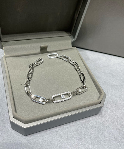 MOVE CHAIN LINK SILVER DIAMOND BRACELET