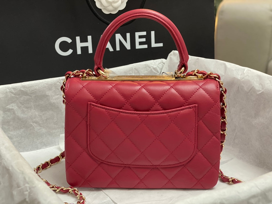 CC TRENDY 20CM RED LAMBSKIN GOLD HARDWARE