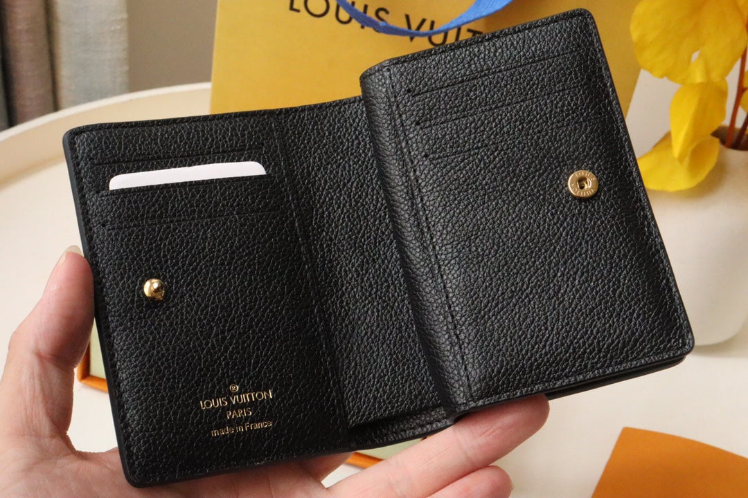 CLEA WALLET 12CM BLACK LARGE MONOGRAM EMPREINTE LEATHER