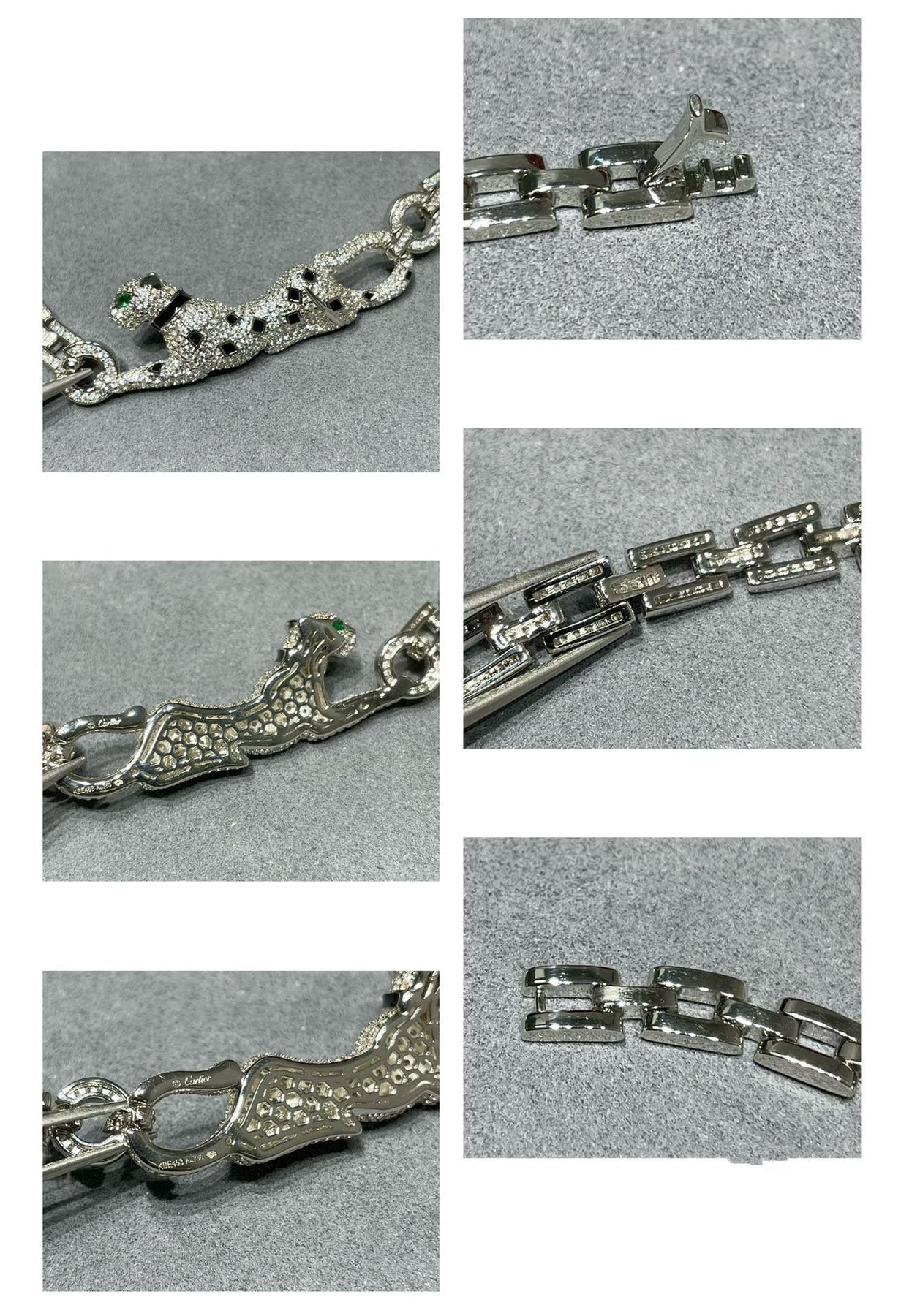 PANTHERE DE CARTI SILVER DIAMOND ONYX CHAIN NECKLACE