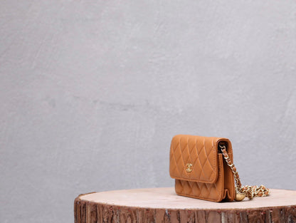 CC WOC 17 BROWN LAMBSKIN GOLD HARDWARE