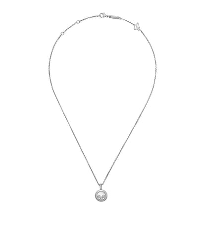 HAPPY PEDANT SILVER 3 DIAMOND NECKLACE
